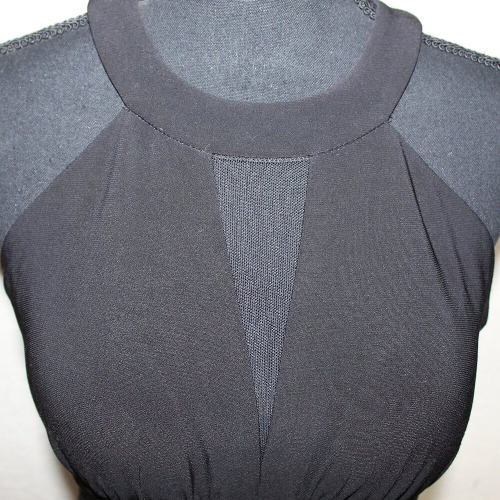 Nightway black long dress open back, halter neckline